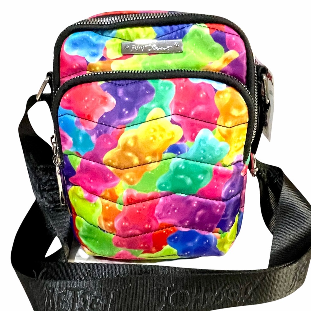 NWT BETSEY JOHNSON Yummy Gummy Bear Nylon Multicolor Nylon Quilt Crossbody bag